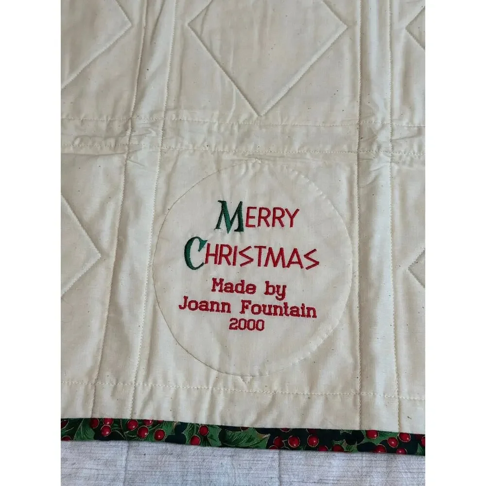 Handmade Wall Hanging Quilt “12 Days Of Christmas”Tapestry Blanket Holly Festive